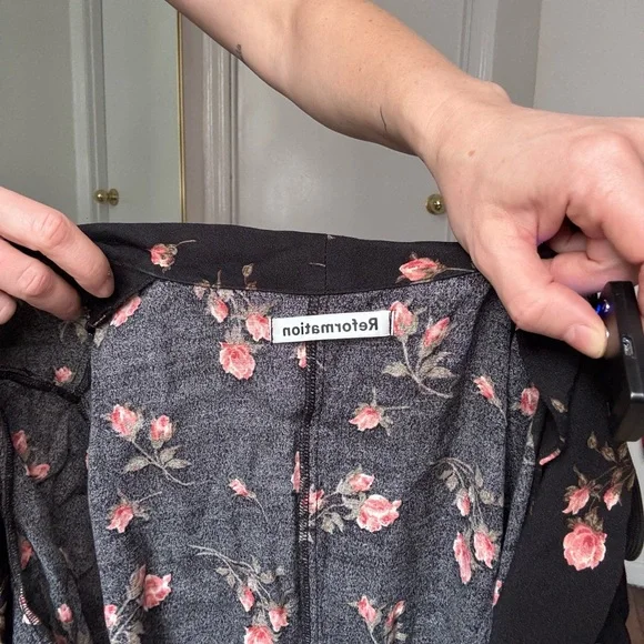 Reformation Black Floral Midi Dress - Picture 8 of 9